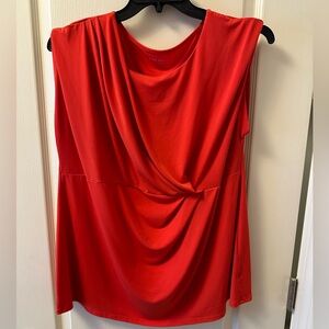 Lane Bryant Size 18/20 Bright Red Sleeveless Top with Gathered Design